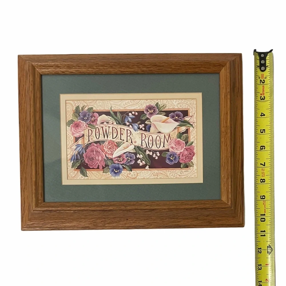 Vintage Picture Powder Room Hand Crafted Floral Cottage Core Shabby Chic Flowers